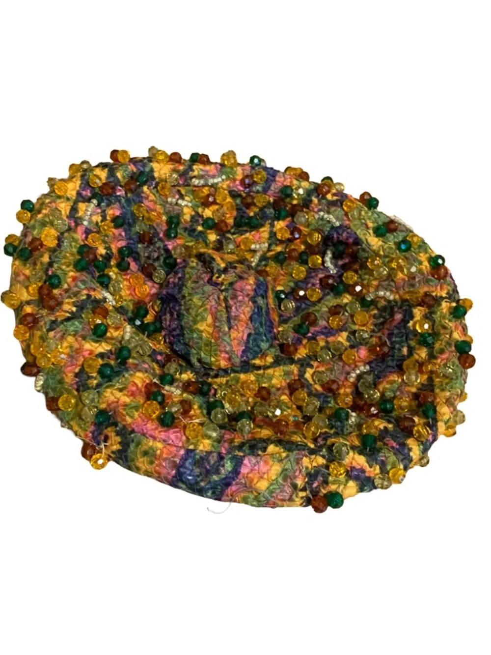 VINTAGE CIRCA 1960'S DANCINGER MULTI COLOR BEADED BEANIE STYLE HAT - Picture 9 of 12